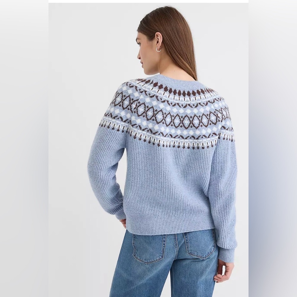 Fair Isle Ribbed Sweater Blue/Chocolate - M like new - Picture 6 of 6